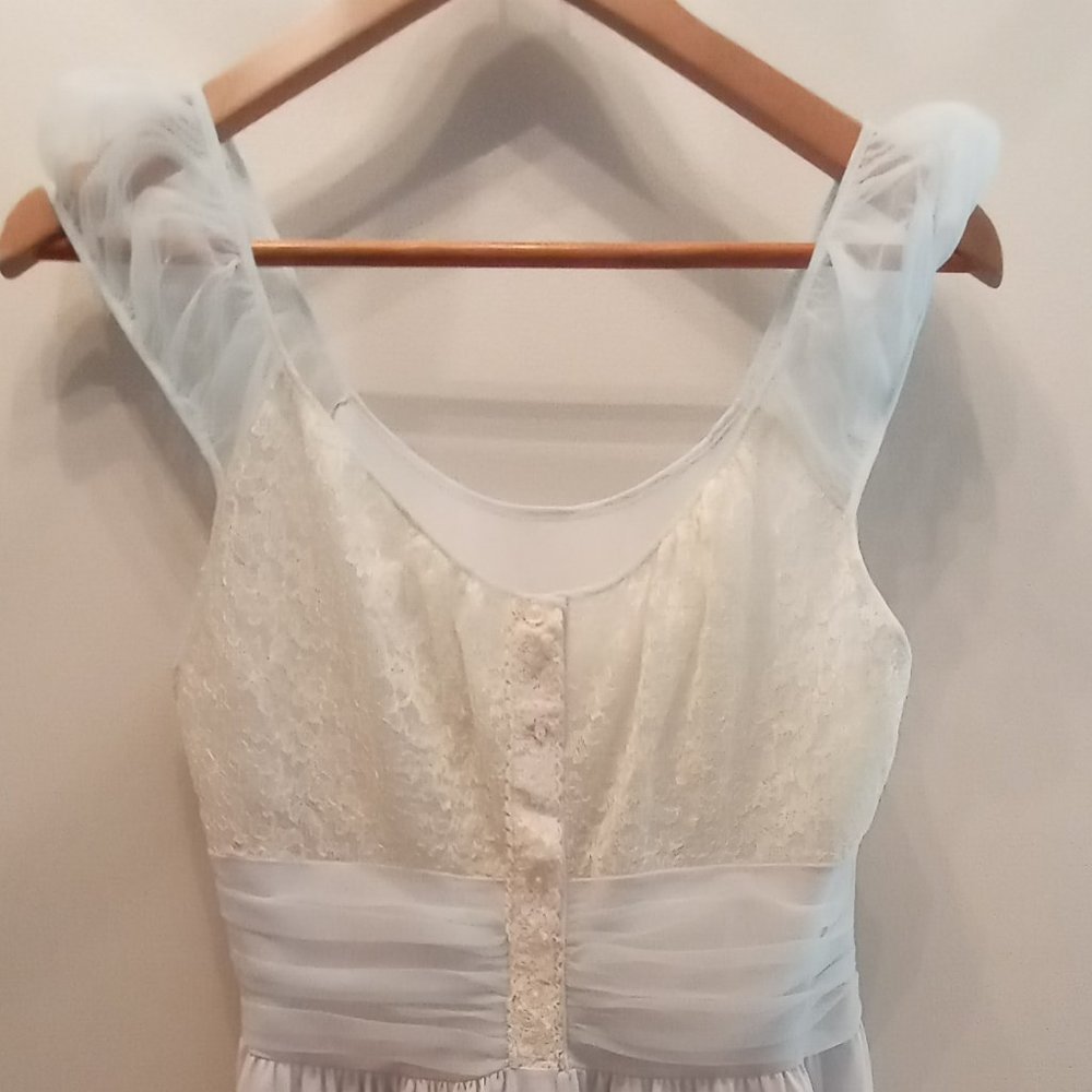 Vintage Nightie Full length Baby Blue/Cream Size S-M